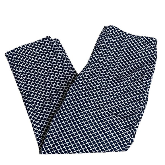 Talbots Cropped Pants Heritage Blue & White Geometric Print Women's Size 2 - Picture 1 of 8